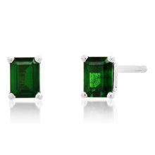 Petite Tsavorite Garnet Emerald Cut Sprinkle Stud Earrings