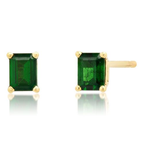 Petite Tsavorite Garnet Emerald Cut Sprinkle Stud Earrings