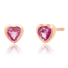 Gemstone Heart Stud Earrings with Gold Frame