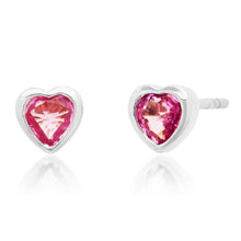 Gemstone Heart Stud Earrings with Gold Frame