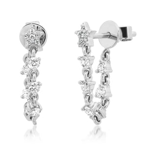 Diamond Star Stud Earrings with Diamond Wrap Chain