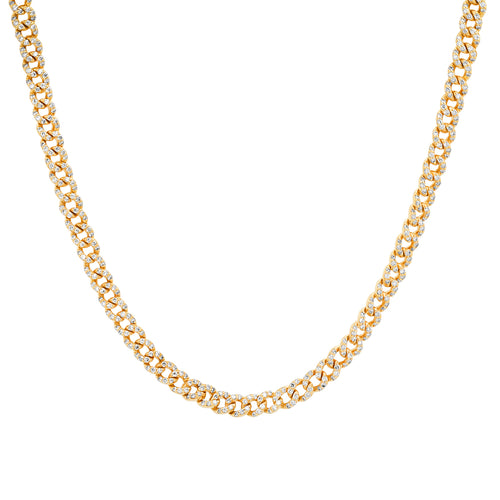 Delicate Full Pave Diamond Cuban Link Chain Necklace