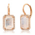 Emerald Cut Moonstone Drop Earrings with Diamond Frame
