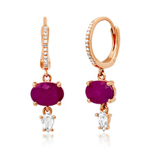 Ruby Red and Diamond Drop Earrings