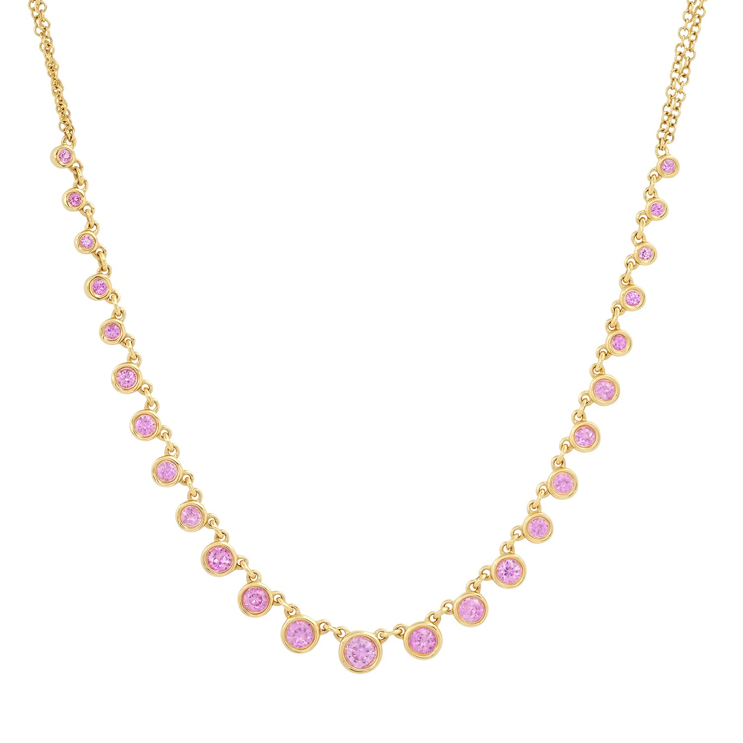 Graduated Pink Sapphire Bezel Set Necklace