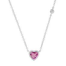 Pretty in Pink Sapphire and Diamond Heart Necklace