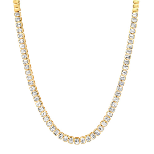 Emerald Cut Diamonds Half Tennis Necklace