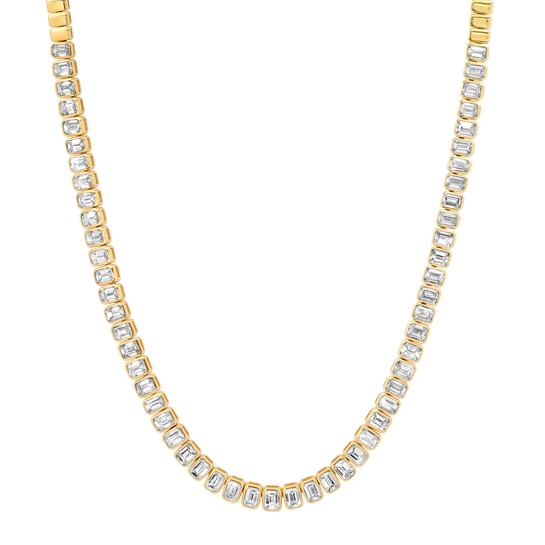 Emerald Cut Diamonds Half Tennis Necklace