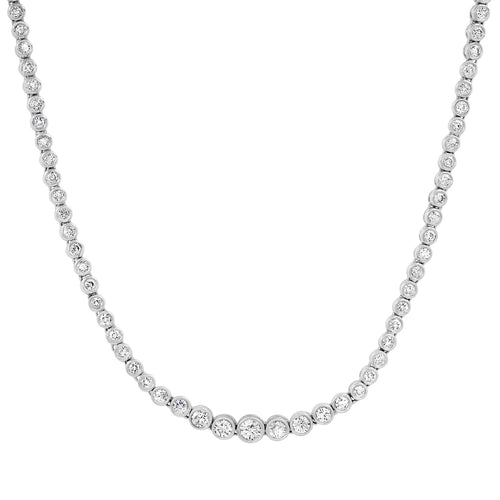 Graduated Riviera Bezel Set Diamond Tennis Necklace