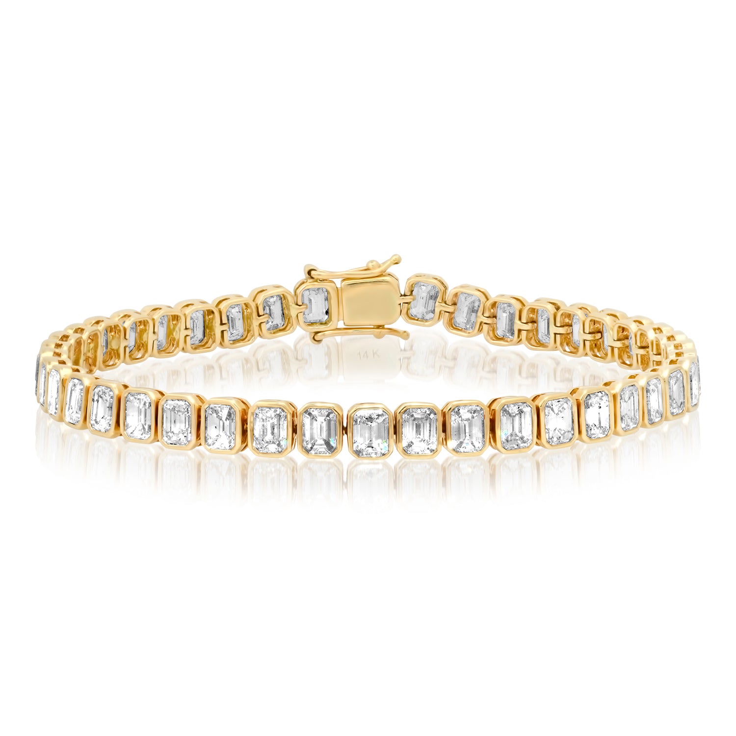 Emerald Cut Diamond Bezel Set Tennis Bracelet