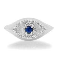 Diamond & Sapphire Evil Eyes Signet Ring