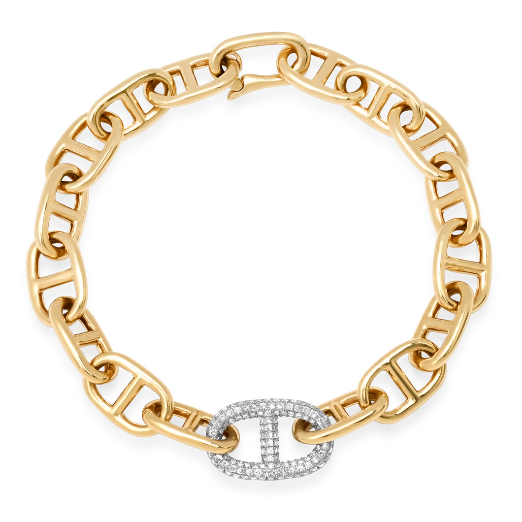 Gold & Diamond Luxe Bolton Chain Link Bracelet