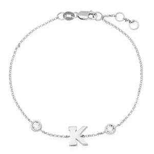 Initial Bracelet with Bezel Set Diamonds