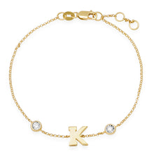 Initial Bracelet with Bezel Set Diamonds