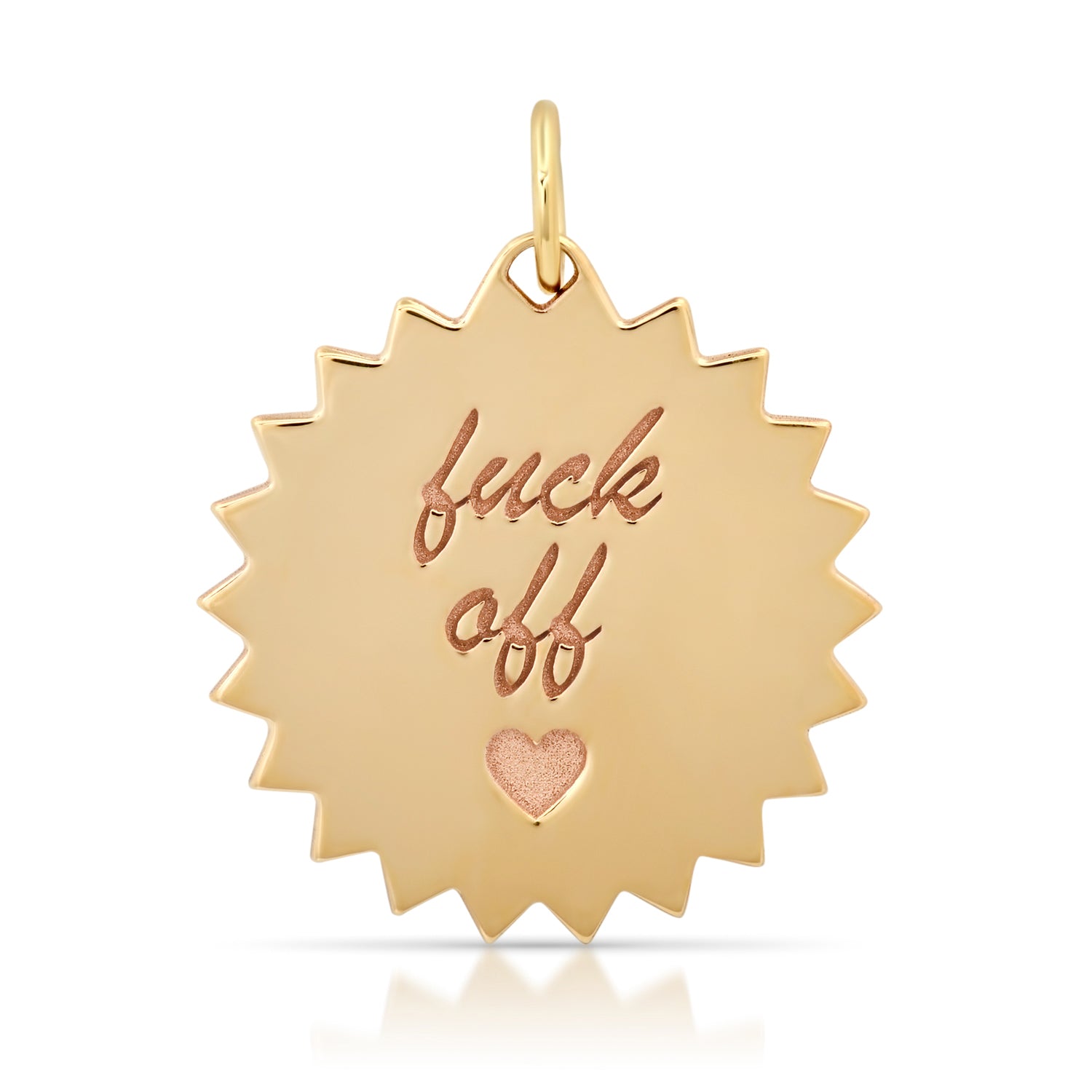 Fuck Off Gold Coin with Scalloped Edge & Heart
