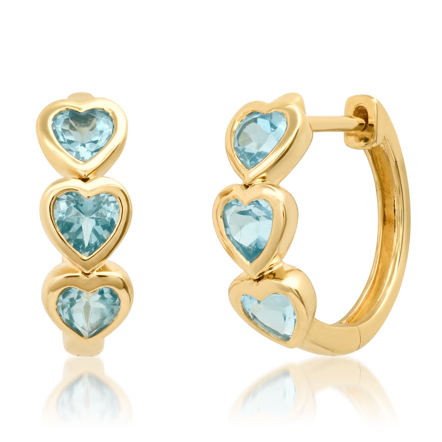 Faceted Topaz Heart Hoops