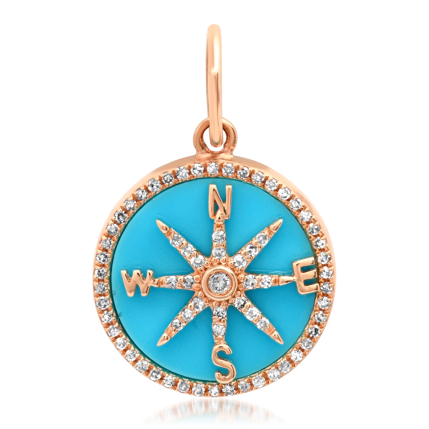 Small Mother of Pearl or Turquoise Compass Charm