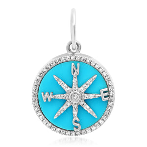 Small Mother of Pearl or Turquoise Compass Charm