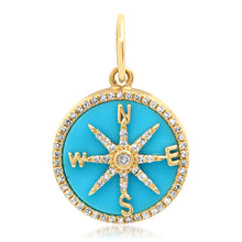 Small Mother of Pearl or Turquoise Compass Charm