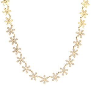 Delicate Diamond Daisy Tennis Necklace