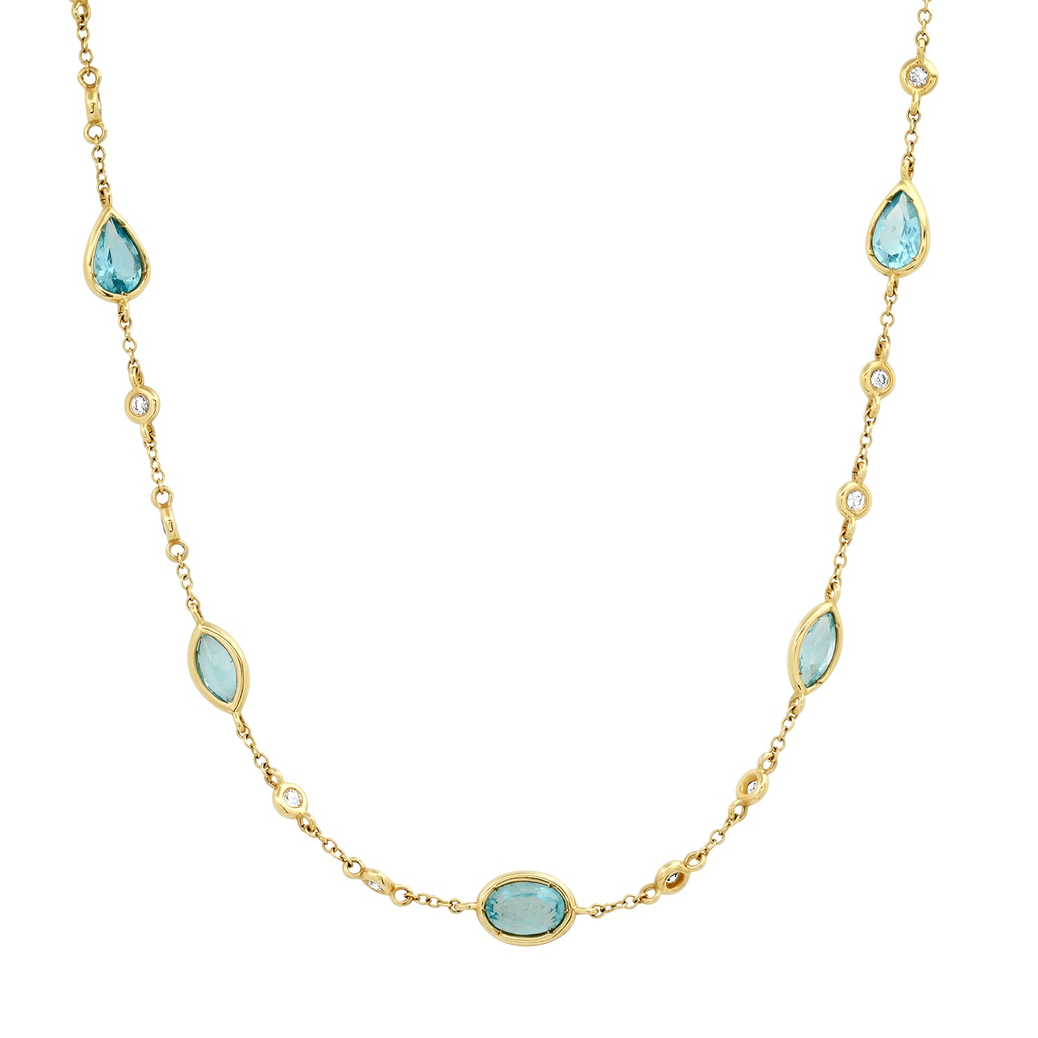 Apatite & Diamonds by the Yard Shapes Necklace or Lariat