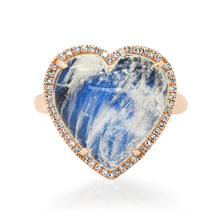 Puffy Gemstone Heart Ring with Diamond Frame