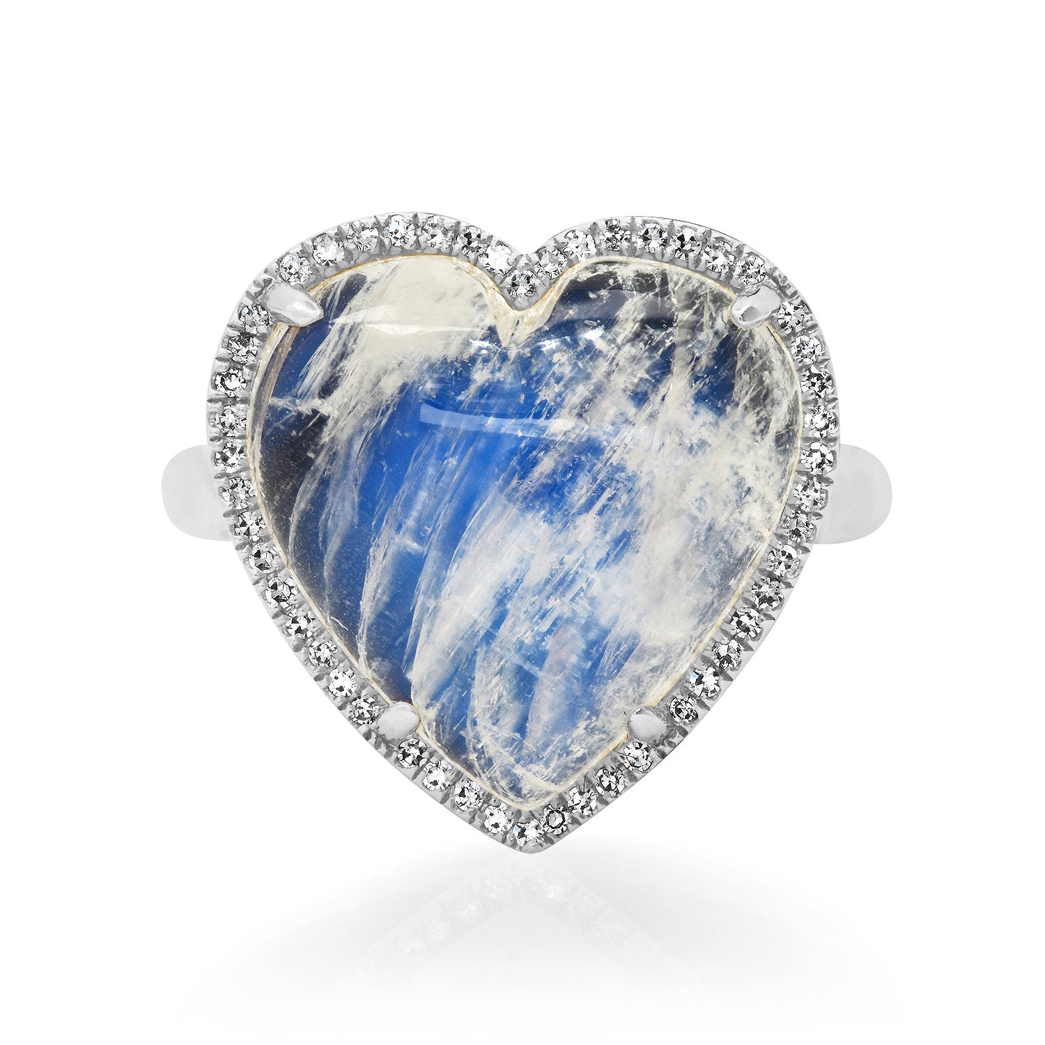Puffy Gemstone Heart Ring with Diamond Frame