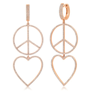 Peace Out Lovers Diamond Drop Earrings