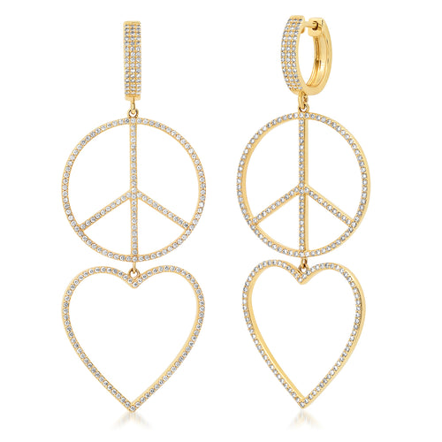 Peace Out Lovers Diamond Drop Earrings
