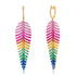 Bold Rainbow Gemstone Fancy Feather Drop Earrings