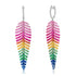 Bold Rainbow Gemstone Fancy Feather Drop Earrings