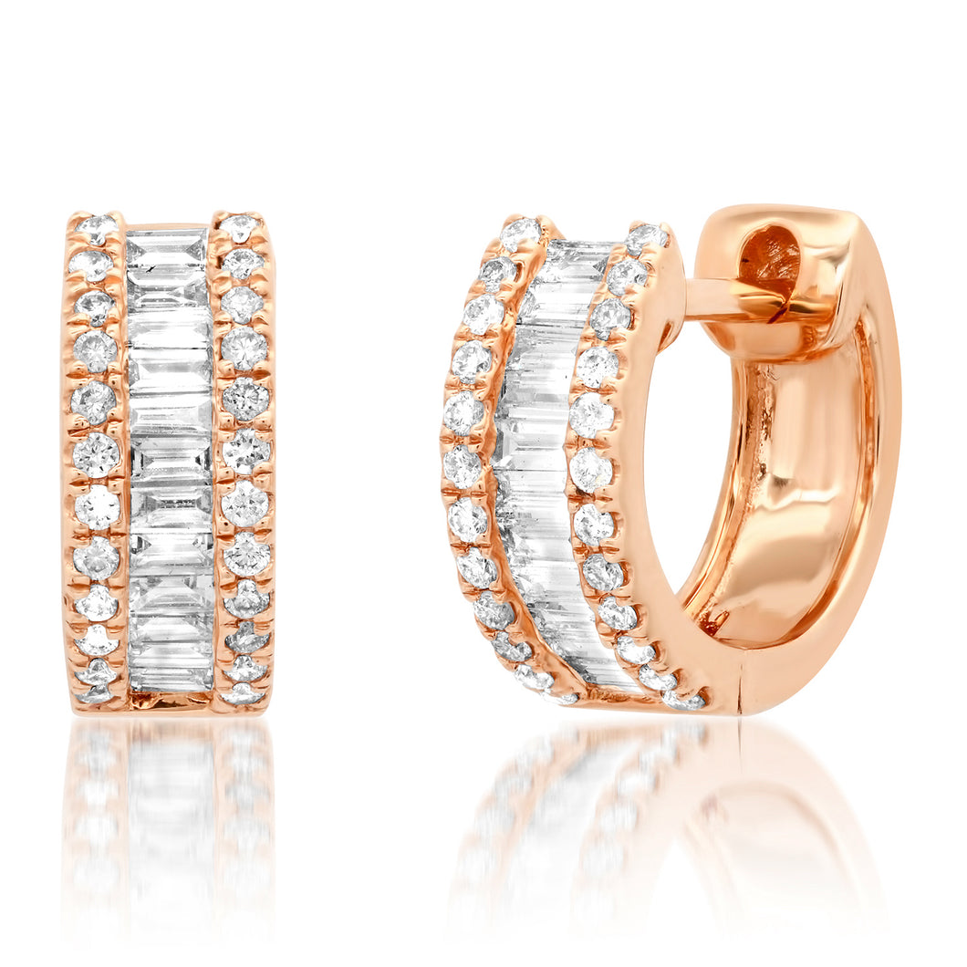 Wide diamond hoop earrings Clearance
