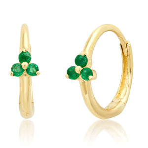 Emerald Trio Huggie Earrings
