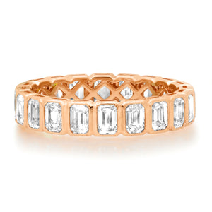 Bezel Set Emerald Cut Diamond Eternity Band Ring