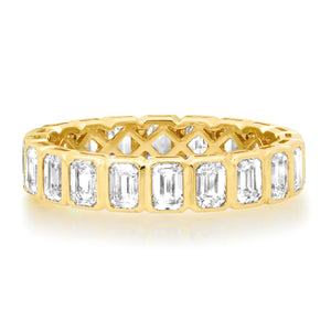 Bezel Set Emerald Cut Diamond Eternity Band Ring