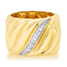 Diamond & Gold Swirl Cigar Band Ring