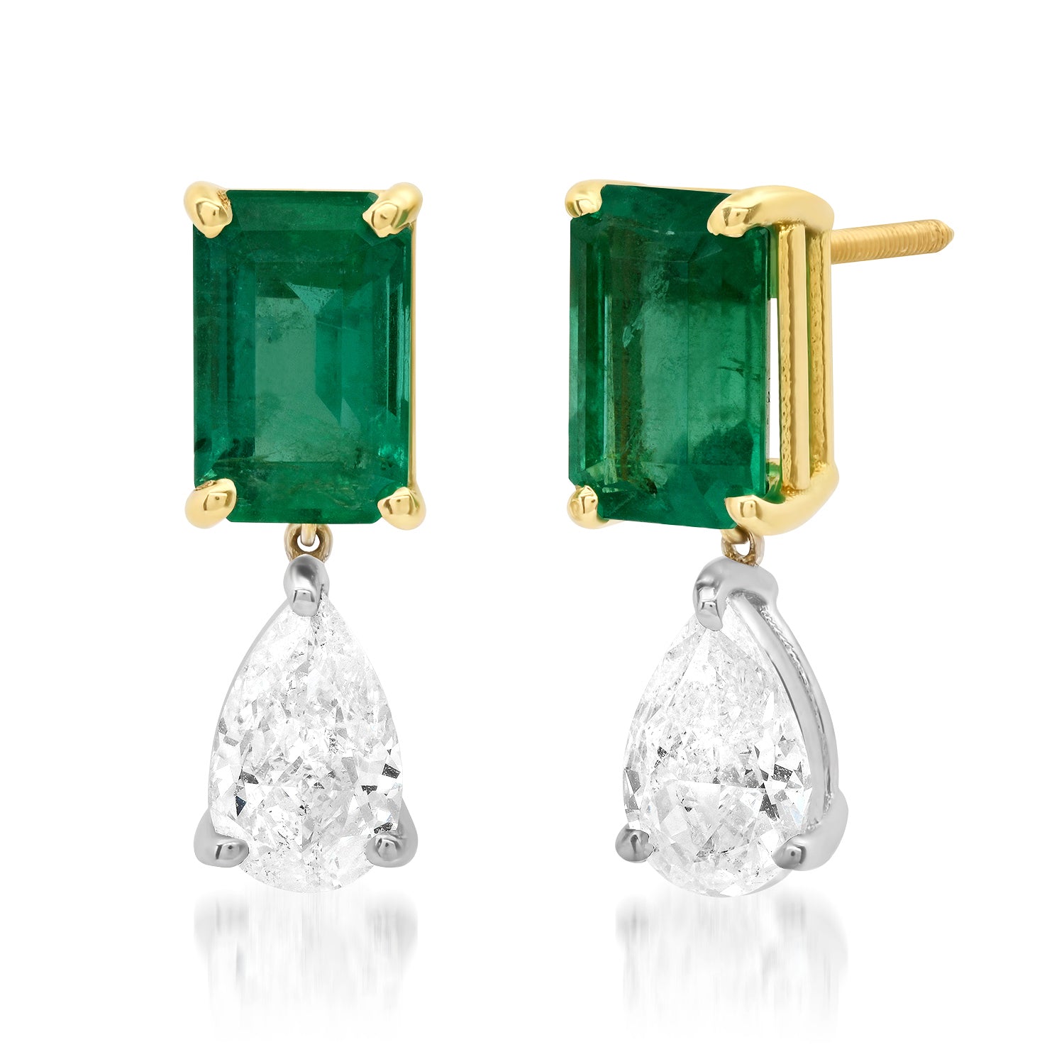 One of a Kind Emerald & Diamond Drop Earrings