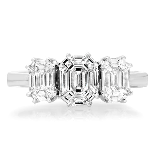 Multi Stone Diamond Illusion Statement Ring