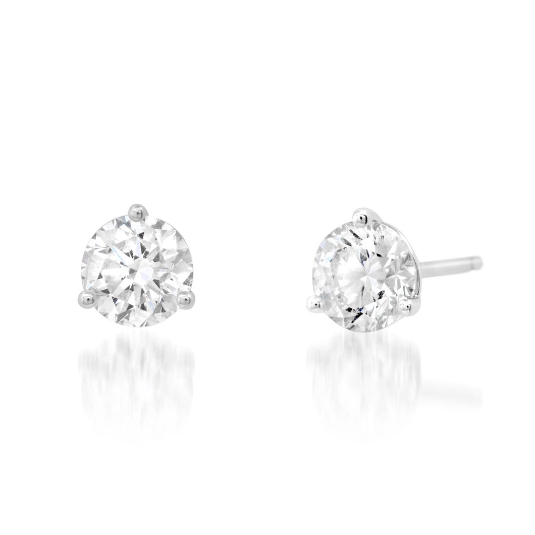 Sustainable 1.23ctw Brilliant Diamond 3 Prong Stud Earrings