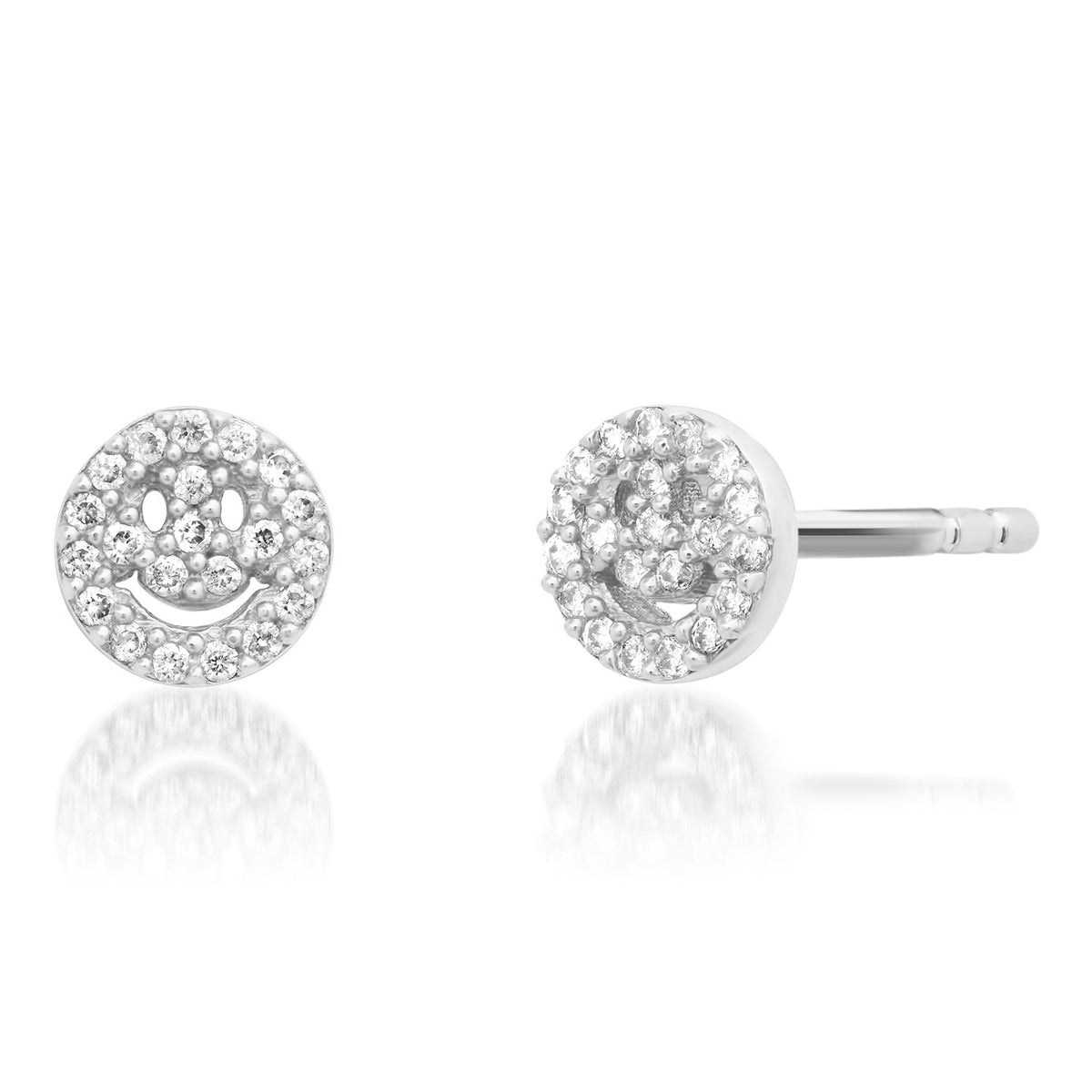 Diamond Happy Face Stud Earrings