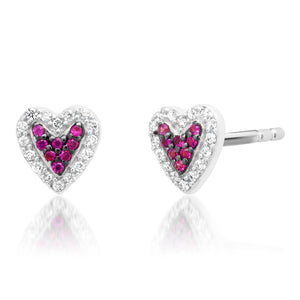 Wicked Little Heart Ruby & Diamond Stud Earrings