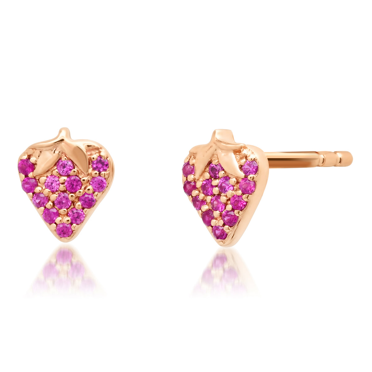  Strawberry Bliss Ruby Stud Earrings