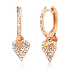 Triple Heart Diamond Drop Earrings