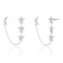 Double Pierce Diamond Star & Moon Stud Earrings