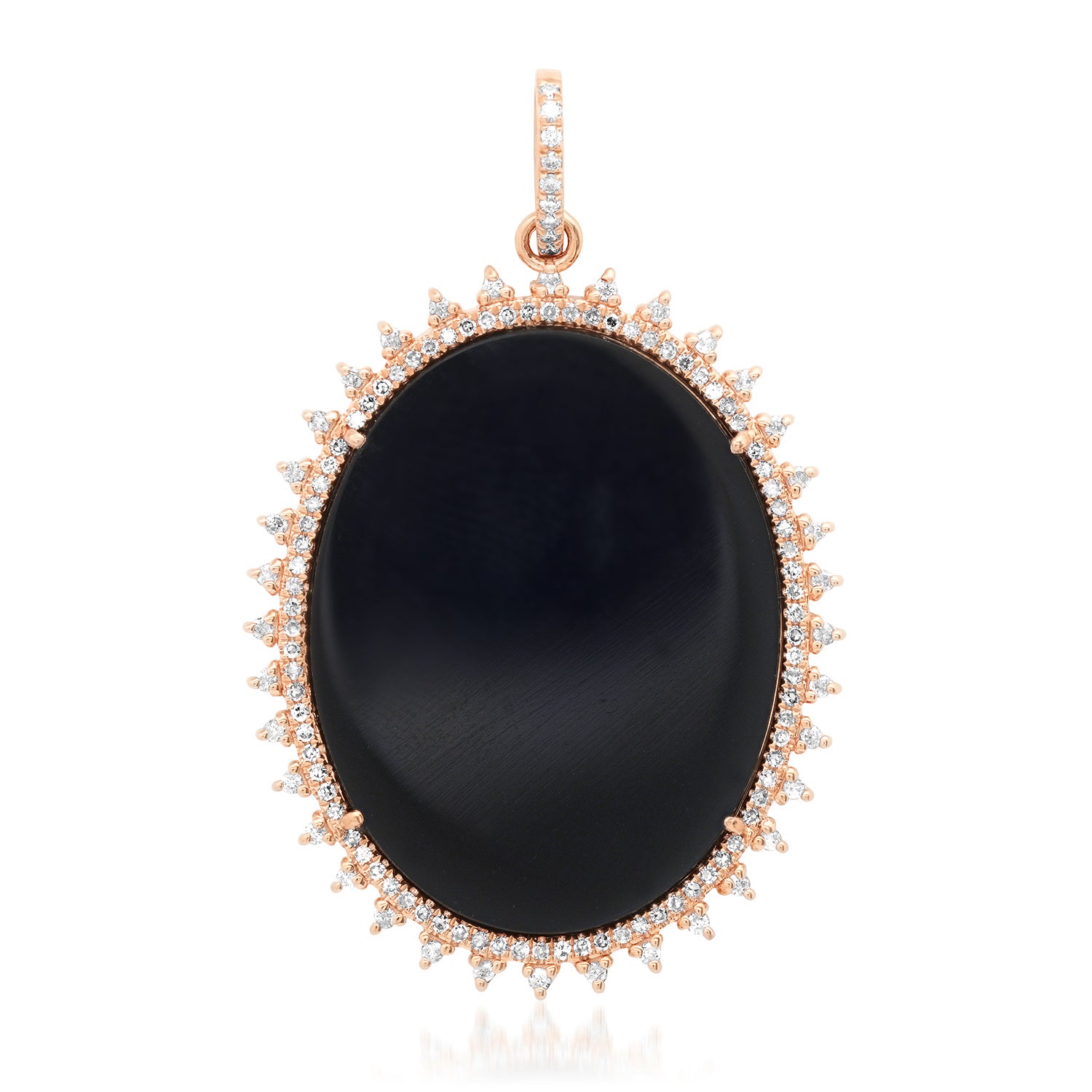 Uptown Girl Oval Onyx Charm with Diamond Frame