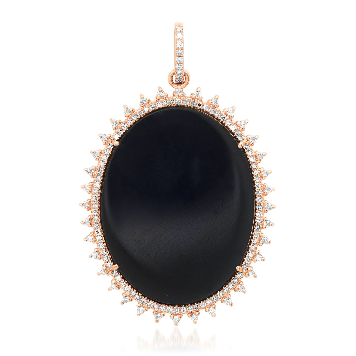 Uptown Girl Oval Onyx Charm with Diamond Frame