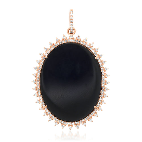 Uptown Girl Oval Onyx Charm with Diamond Frame