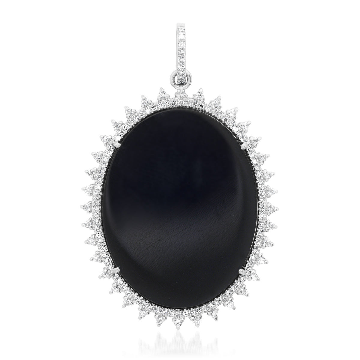 Uptown Girl Oval Onyx Charm with Diamond Frame