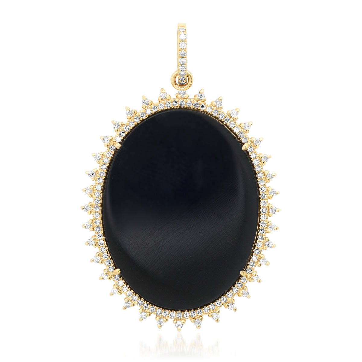Uptown Girl Oval Onyx Charm with Diamond Frame