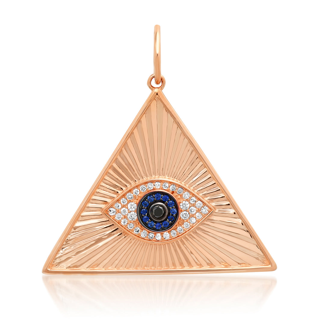 Fluted Diamond & Sapphire Pyramid Pendant